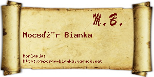 Mocsár Bianka névjegykártya